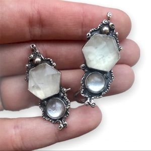Rock Crystal Quartz & Moonstone Sterling Earrings